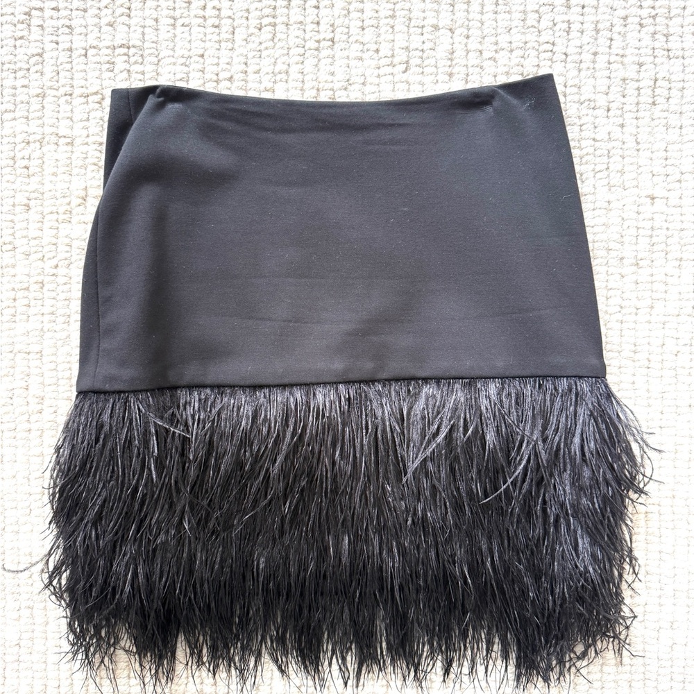 Polo by Ralph Lauren Black Feathered Mini Skirt